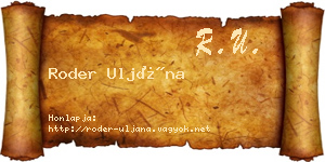 Roder Uljána névjegykártya